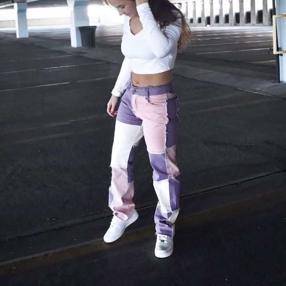 Colorblock Patchwork Pants - Picture 2 of 7